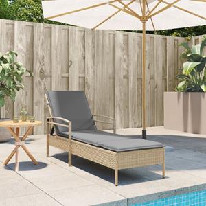 vidaXL Ligbed met kussen 63x200x81 cm poly rattan beige