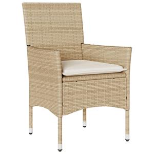 vidaXL 3-delige Tuinset met kussens poly rattan en acaciahout beige