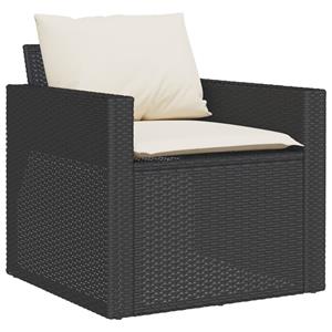 vidaXL 4-delige Loungeset met kussens poly rattan zwart