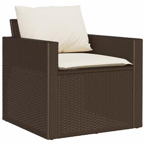 vidaXL 4-delige Loungeset met kussens poly rattan bruin