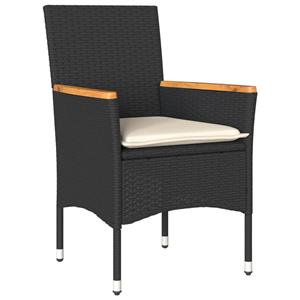 vidaXL 5-delige Loungeset met kussens poly rattan en acaciahout zwart