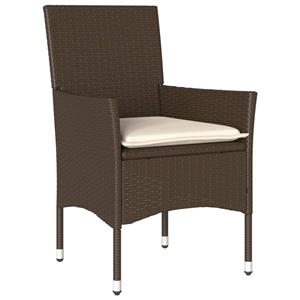 vidaXL 5-delige Tuinset met kussens poly rattan en glas bruin