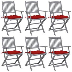 VidaXL Tuinstoelen 6 st inklapbaar met kussens massief acaciahout