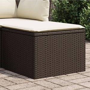 VidaXL Tuinkruk met kussen 55x55x37 cm poly rattan bruin