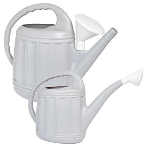 Hega Hogar Tuinplanten Gieters Eureka - 2x - kunststof - zilvergrijs - voor buiten - broeskop - 12 en 7 Liter -