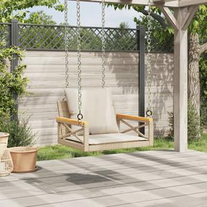 vidaXL Schommelbank met kussens 63x62x40 cm poly rattan beige