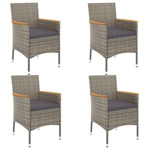 vidaXL 5-delige Tuinset met kussens poly rattan grijs