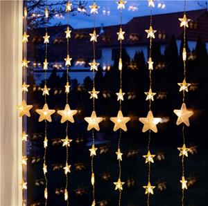 Goobay Lichtgordijn met sterren voor buiten - 80 LEDs - Warm wit - 1 meter - Kerstverlichting