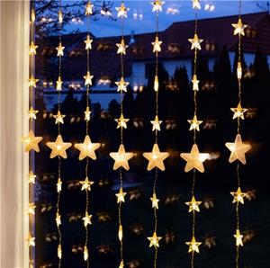 Lichtgordijn met sterren voor buiten - 80 LEDs - Warm wit - 1 meter - Kerstverlichting
