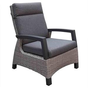 lesliliving Prato brick loungestoel tuin verstelbaar | wicker + aluminium | antraciet