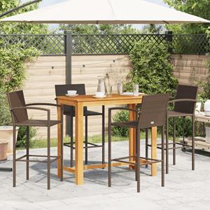 vidaXL 5-delige Tuinbarset massief acaciahout en poly rattan bruin