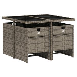 vidaXL 5-delige Tuinset met kussens poly rattan grijs