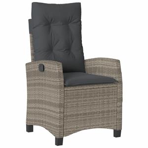 vidaxl 3-delige Tuinset met kussens poly rattan grijs