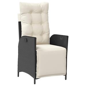 vidaxl 3-delige Tuinset met kussens poly rattan zwart