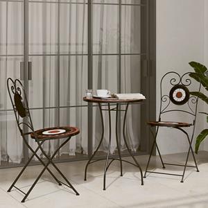vidaXL Bistrotafel mozaïek Ø50x70 cm keramiek terracottakleurig en wit