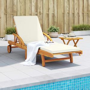vidaXL Ligbed met kussen en tafel massief acaciahout