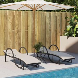 vidaXL Ligbedden 2 st met tafel poly rattan zwart