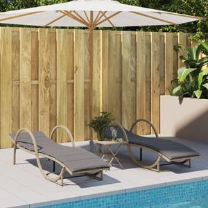 vidaXL Ligstoelen 2 st met tafel poly rattan beige