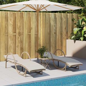 vidaXL Ligstoelen 2 st met tafel poly rattan beige