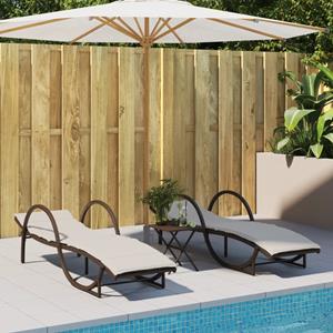 vidaXL Ligstoelen 2 st met tafel poly rattan bruin