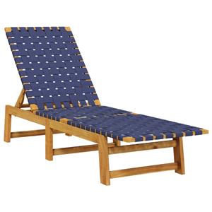 vidaXL Ligbedden 2 st met tafel massief acaciahout donkerblauw