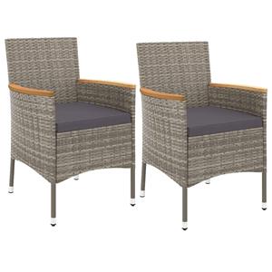 vidaXL 3-delige Bistroset met kussens poly rattan grijs
