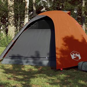 Koepeltent 4-persoons waterdicht grijs en oranje