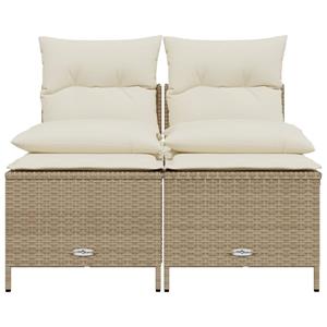 vidaXL 4-delige Loungeset met kussens poly rattan beige