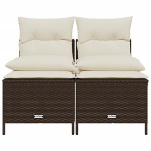 vidaXL 4-delige Loungeset met kussens poly rattan bruin