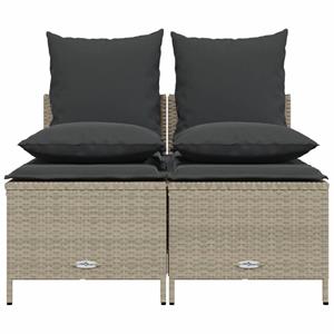 vidaXL 4-delige Loungeset met kussens poly rattan lichtgrijs
