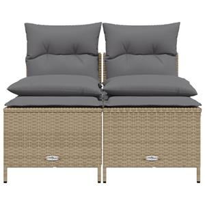 vidaXL 4-delige Loungeset met kussens poly rattan beige