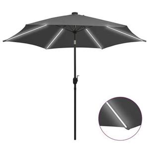 VidaXL Parasol met LED-verlichting en aluminium paal 300 cm antraciet