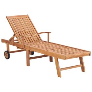 vidaXL Ligbedden 2 st met tafel en kussens massief teakhout
