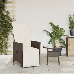 vidaXL Tuinstoel verstelbaar met kussens poly rattan bruin