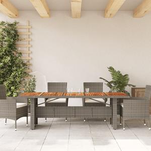 vidaXL Tuintafel met acaciahouten blad 240x90x75 cm poly rattan grijs