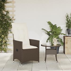 vidaXL Tuinstoel verstelbaar met kussens poly rattan bruin
