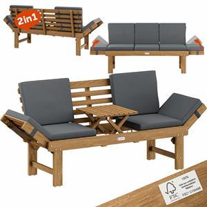 Casaria Tuinbank 200x45x76cm acaciahout FSC-gecertificeerd converteerbaar