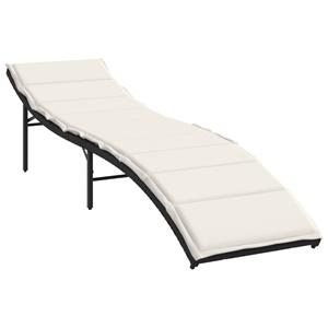 vidaXL Ligbedden 2 st met kussens poly rattan zwart