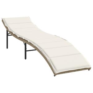 vidaXL Ligstoelen 2 st met kussens poly rattan beige