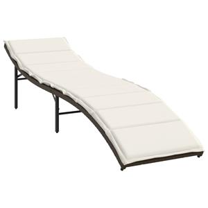 vidaXL Ligstoelen 2 st met kussens poly rattan bruin