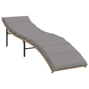 vidaXL Ligstoelen 2 st met kussens poly rattan beige
