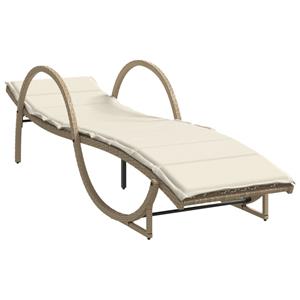 vidaXL Ligstoelen 2 st met kussens poly rattan beige