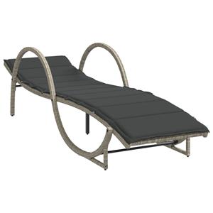 vidaXL Ligbedden 2 st met kussens poly rattan lichtgrijs