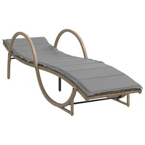 vidaXL Ligstoelen 2 st met kussens poly rattan beige