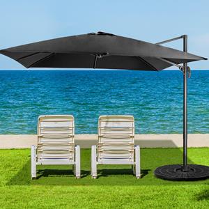 Costway Parasol 300 x 300 cm Zweefparasol met Zwengel Tuinparasol Kantelbaar 360° Draaibaar Grote Terrasparasol Marktparasol voor Terras Café
