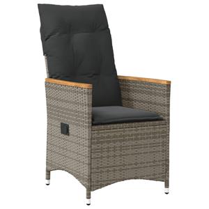 vidaXL 3-delige Bistroset met kussens poly rattan grijs