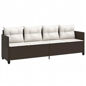 vidaXL 5-delige Loungeset met kussens poly rattan bruin