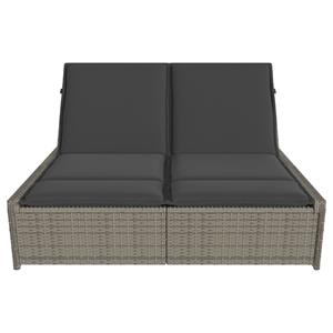 vidaXL Ligbed 2-persoons met kussens poly rattan grijs