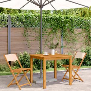 vidaXL Bistrostoelen 2 st massief acaciahout en stof beige