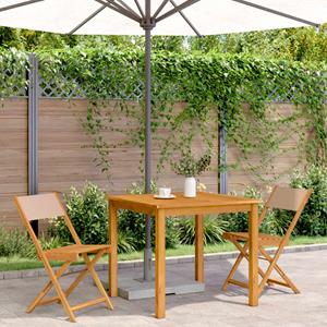 vidaXL Bistrostoelen 2 st massief acaciahout en stof taupe